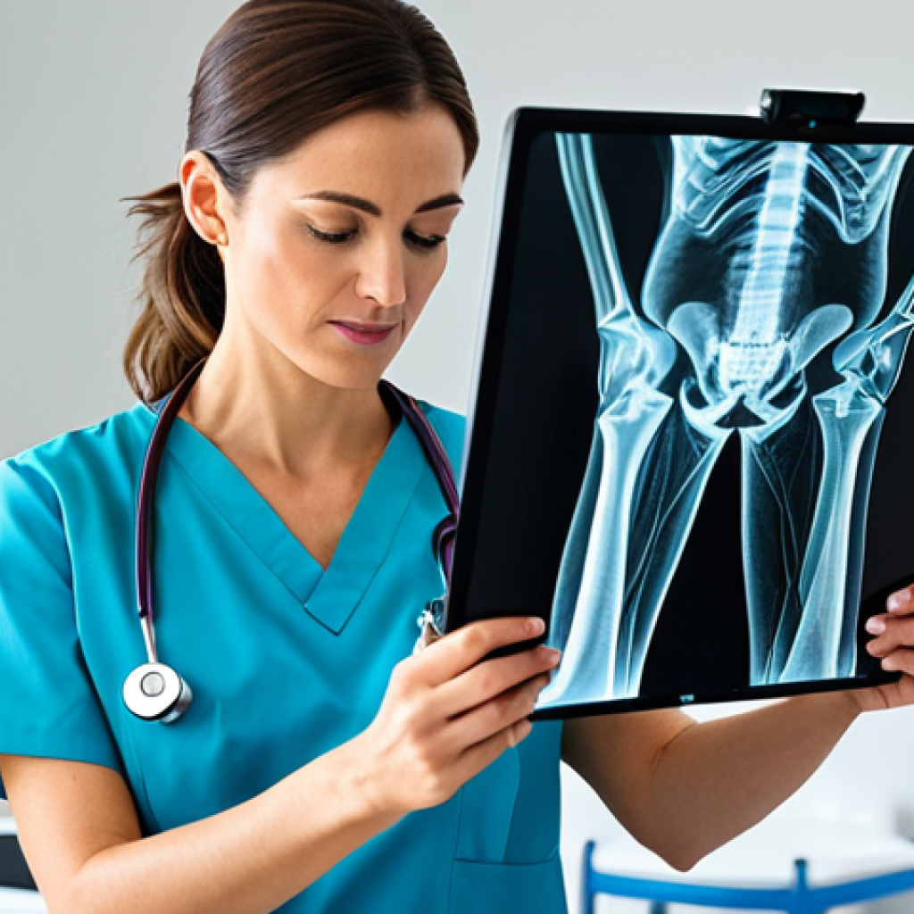 유전자 검사의 신뢰성과 정확성 평가 - **A professional female doctor in a modern, well-lit clinic examining an X-ray, fully clothed in scr...