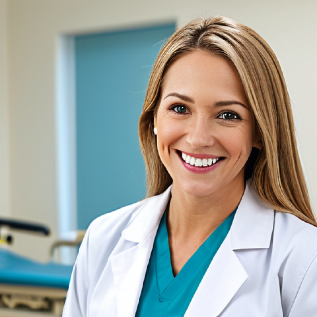 유전자 기반의 심리적 웰빙 전략 - ** A professional female doctor, fully clothed in a modest white lab coat, smiling warmly in a brigh...