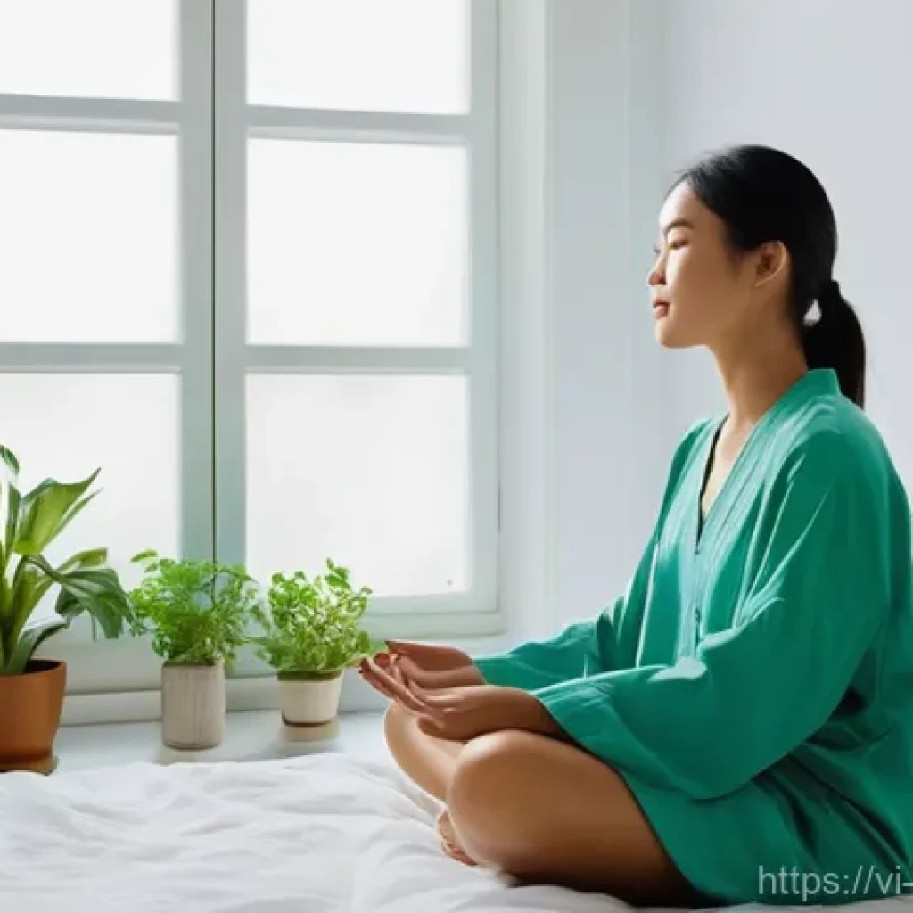 유전자 맞춤 건강 관리의 성공 사례 - **Prompt:** A serene and calm atmosphere inside a modern, minimalist bedroom bathed in soft, natural...