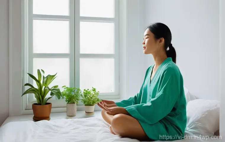 유전자 맞춤 건강 관리의 성공 사례 - **Prompt:** A serene and calm atmosphere inside a modern, minimalist bedroom bathed in soft, natural...