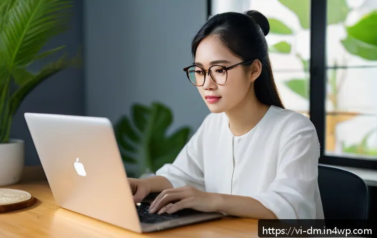유전자 분석 결과를 활용한 심리 상담 - A modern Vietnamese woman in her late 20s sitting at a wooden desk in a cozy home office, focused on...