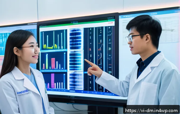 유전자 맞춤형 건강 관리의 글로벌 동향 - A modern Vietnamese medical laboratory scene showing a young adult Vietnamese man consulting with a ...